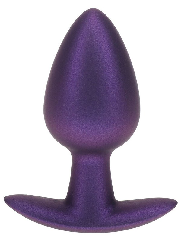 Гладкая анальная пробка Shots toys, 7,9 см, силикон, фиолетовый металлик
