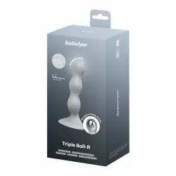 Анальный стимулятор с шариками Satisfyer, серый, 3 шарика, силикон