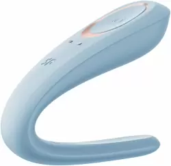 Вибромассажер для пар Satisfyer, голубой, 10 режимов, силикон