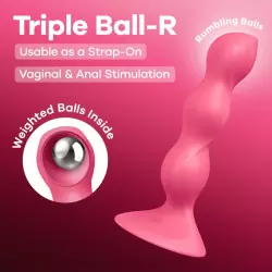 Анальный стимулятор с шариками Satisfyer, красный, 3 шарика, силикон