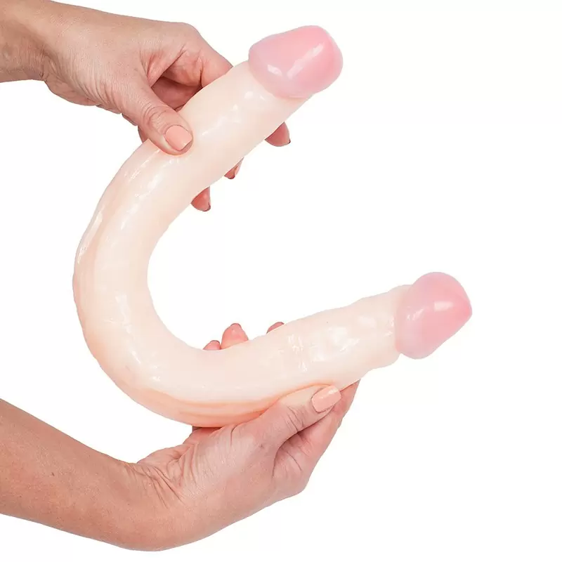 Двухсторонний фаллоимитатор Vinyl Stimulator – телесный