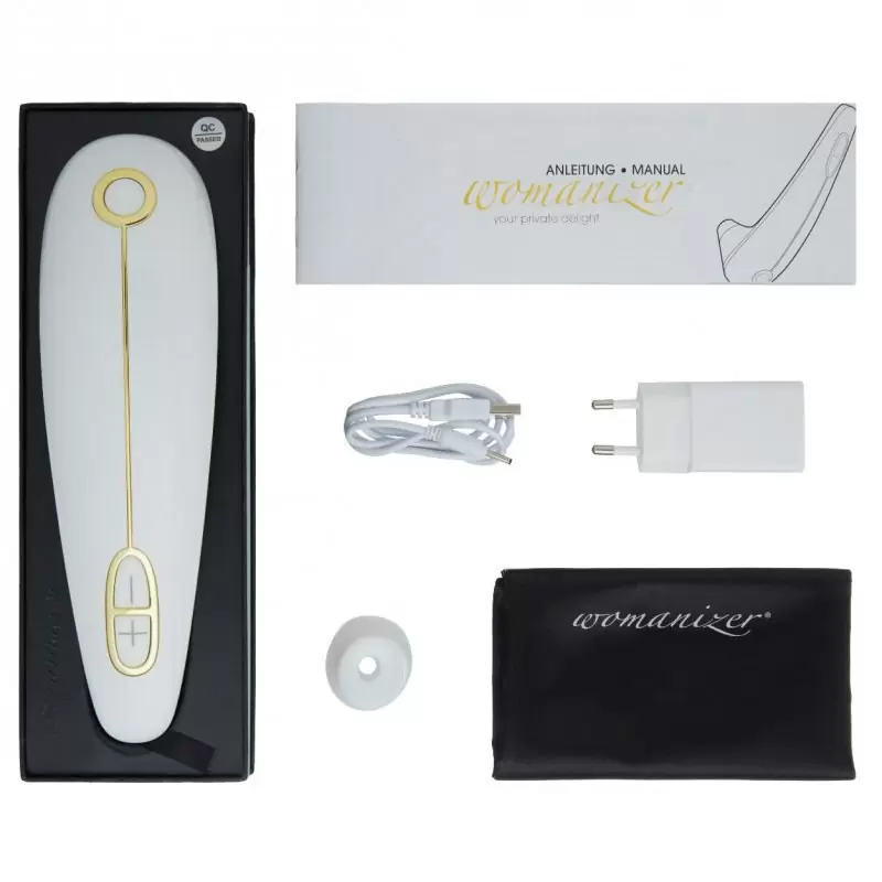 Бесконтактный клиторальный стимулятор Womanizer Plus Size – черный с белым