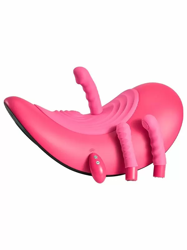 Эргономичная виброподушка Orion RIDE ON, 3 насадки, 44 см, 13 режимов, силикон, розовый