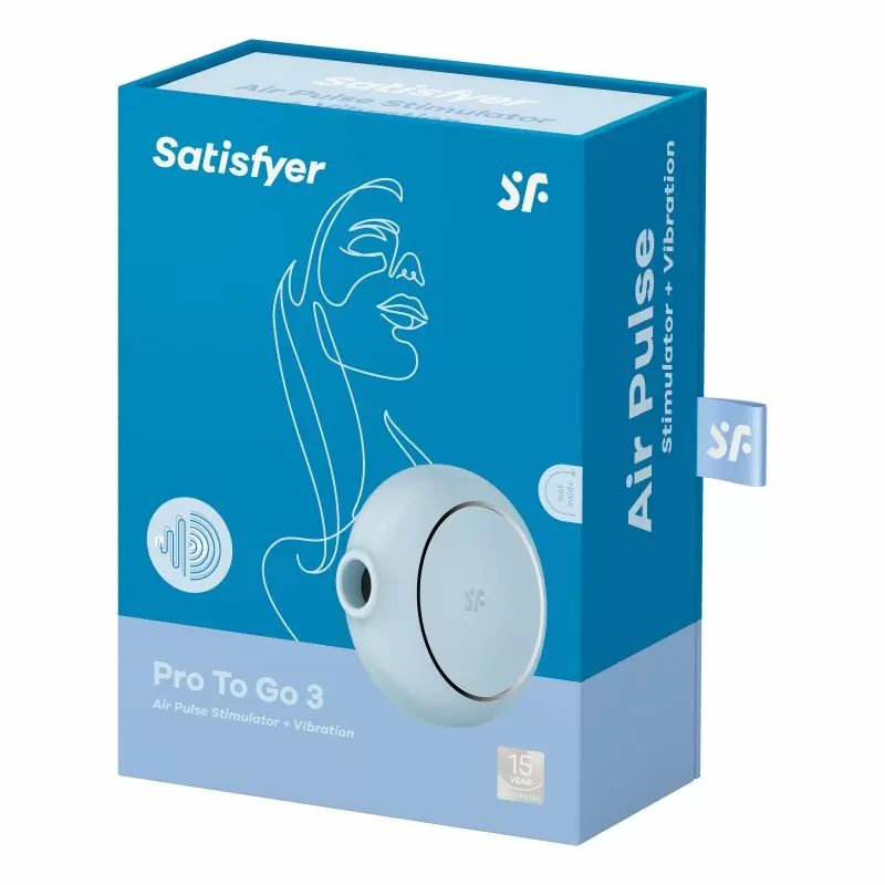 Двойной стимулятор клитора Satisfyer Pro To Go 3, технология Air Pulse, 12 режимов, голубой