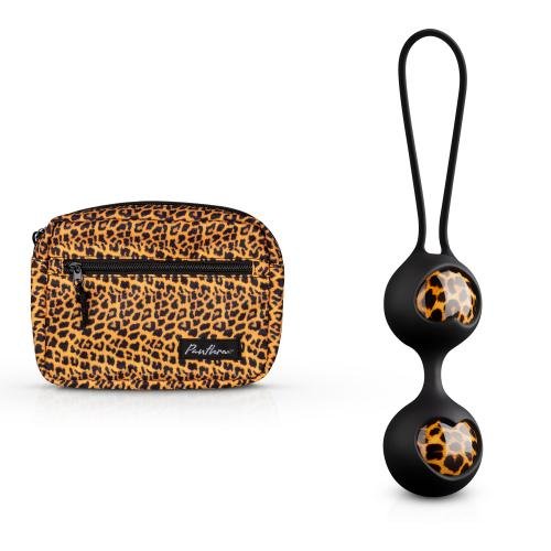 Элегантные вагинальные шарики EDC Panthra Zane Geisha Balls, в стильной косметичке, 16 см, силикон, леопардовый