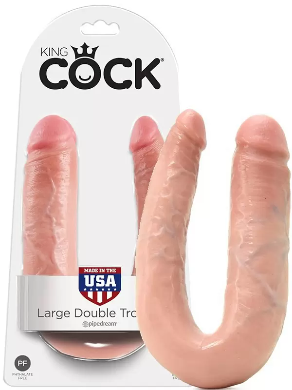 Фаллоимитатор двухголовый U-образный Double Trouble Large большой – телесный