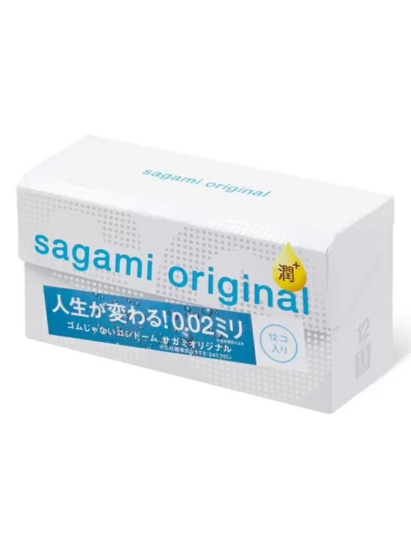 Гладкие презервативы Sagami Original 002 Extra Lub, полиуретановые, с увеличенным количеством смазки 12 шт.