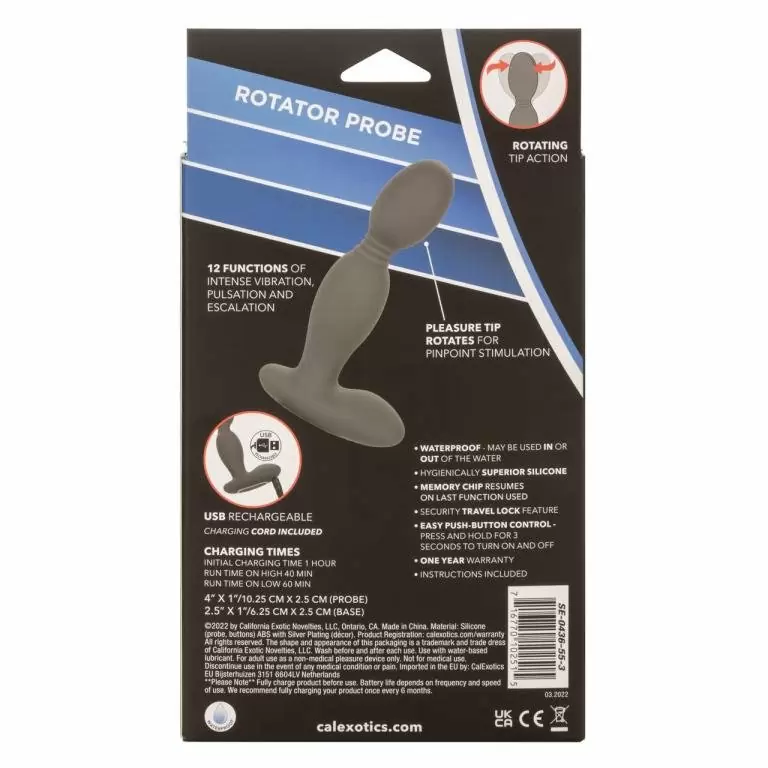 Массажер простаты California Exotic Novelties ECLIPSE ROTATOR PROBE, с ротацией, 12,75 см, серый