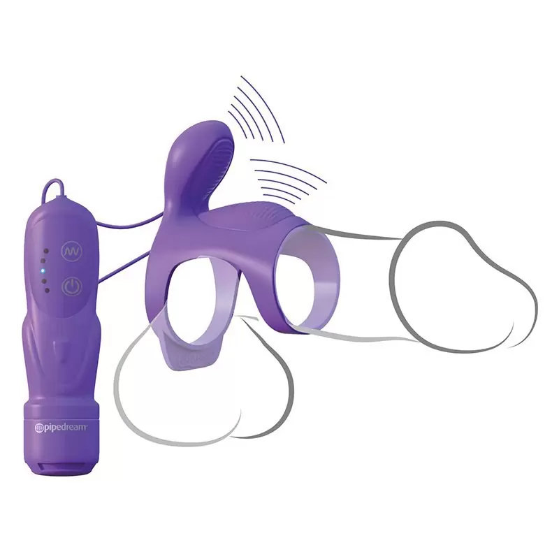 Эрекционное кольцо-насадка Ultimate Couples Cage с вибрацией – фиолетовый