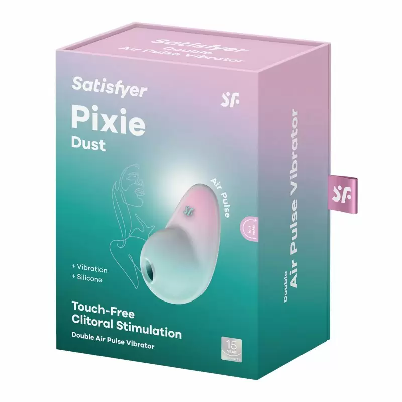 Вакуумно-волновой клиторальный вибростимулятор Pixie Dust, Satisfyer, мятный с розовым