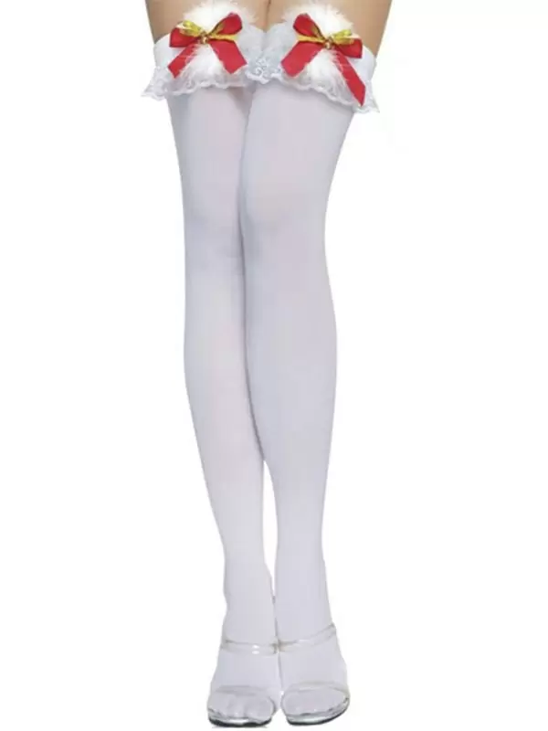 Новогодние чулки с бантами и бубенчиками (Temptlife) – белый