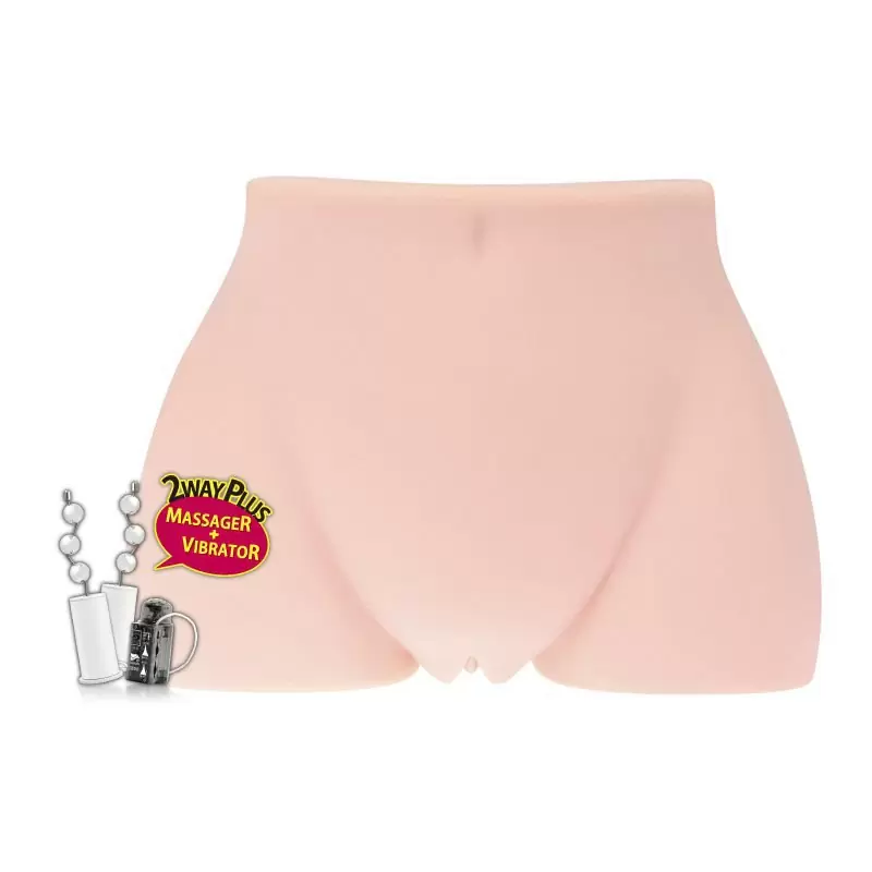 Полуторс-мастурбатор Cherry+ с двумя отверстиями, вибрацией и голосовой функцией – телесный