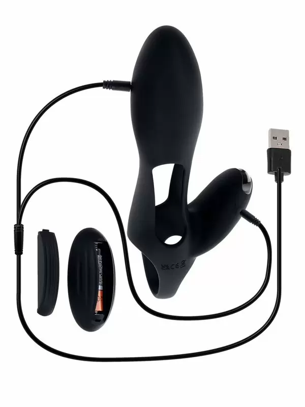 Двойная вибронасадка на пенис Evolved Nautilus, 15,2 см, 7 режимов, с пультом Д/У, силикон, черный