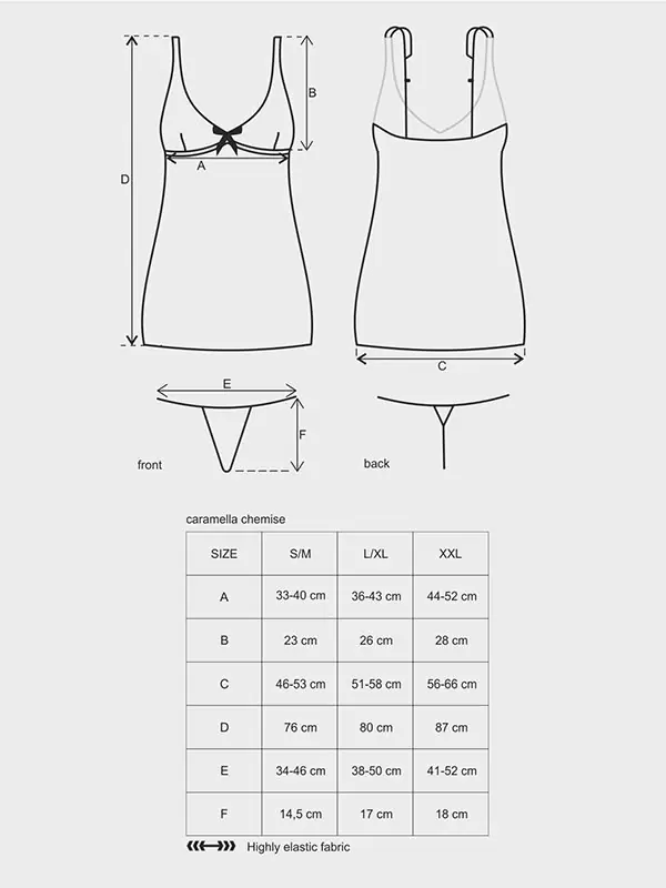 Бежевая кружевная сорочка и стринги Caramella (Obsessive) – S/M