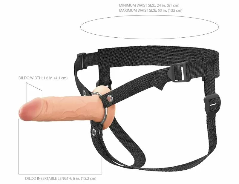 Полый страпон на ремнях 6’’ Hollow Silicone Strap-on