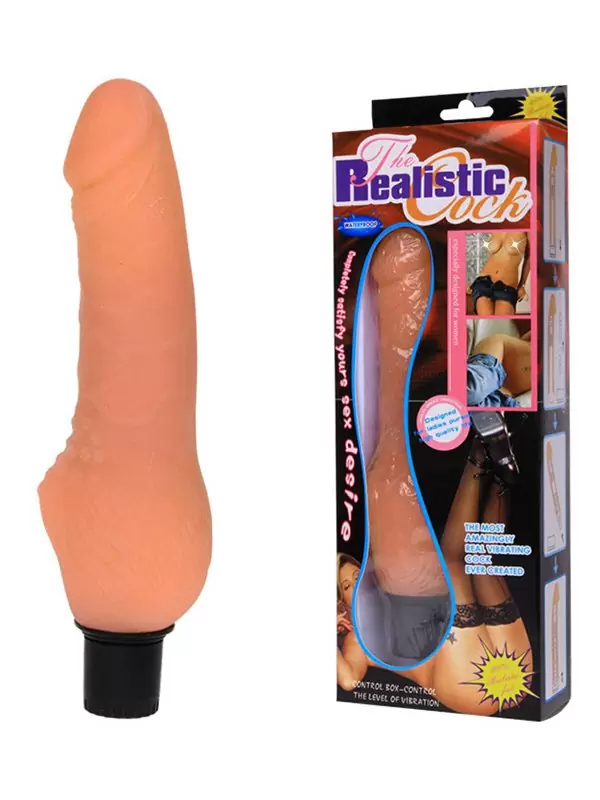 Водонепроницаемый вибратор-реалистик с нижним утолщением The Realistic Cock – телесный