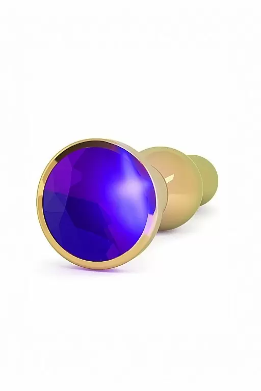 Золотая анальная пробка с сапфировым кристаллом Gold Plug - Purple Sapphire