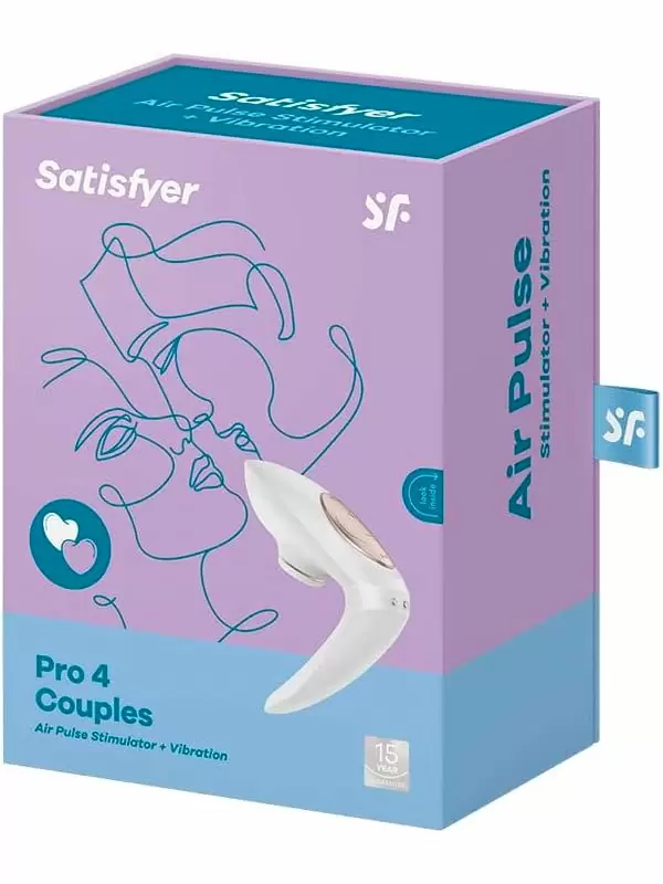 Вакуумно-волновой вибратор для пар Satisfyer Pro 4 Couples, 11,5 см, 10 режимов, белый с золотом