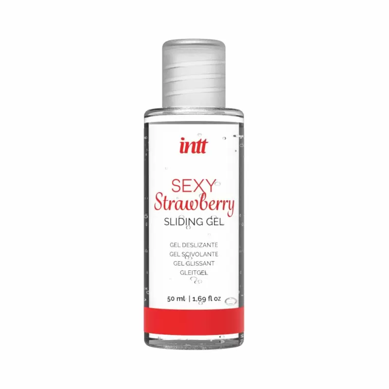 Лубрикант на водной основе «Sliding Gel Strawberry» в комплекте с черными трусиками, Intt Cosmetics