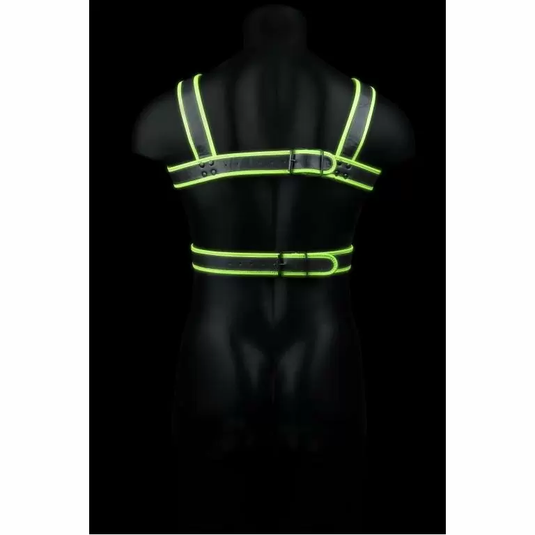 Светящаяся портупея из экокожи Body Harness - Glow in the Dark (S/M)