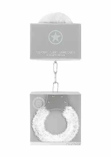 Металллический наручники с замком Furry Pleasure Handcuffs White