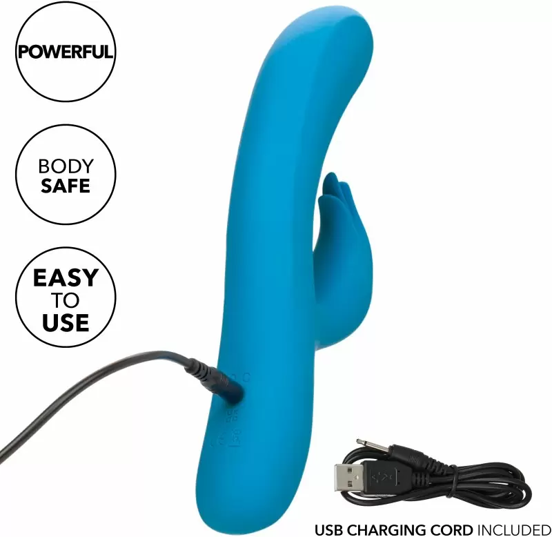 Изогнутый вибратор-кролик AZURE COLLECTION - FLUTTER G, 22,8 см, силикон, голубой