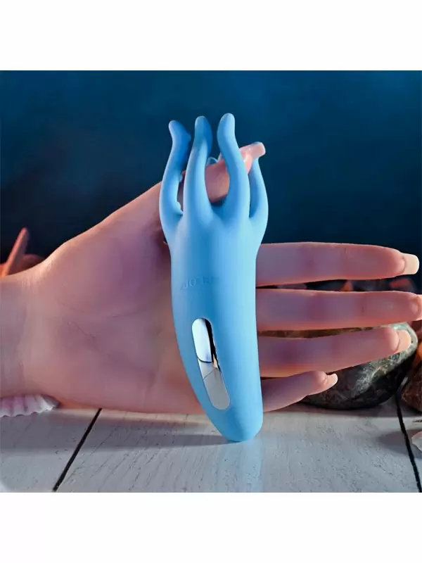 Необычный вибратор Evolved Tentacle Tickler, 13,7 см, 10 режимов, в форме осьминога, силикон, голубой