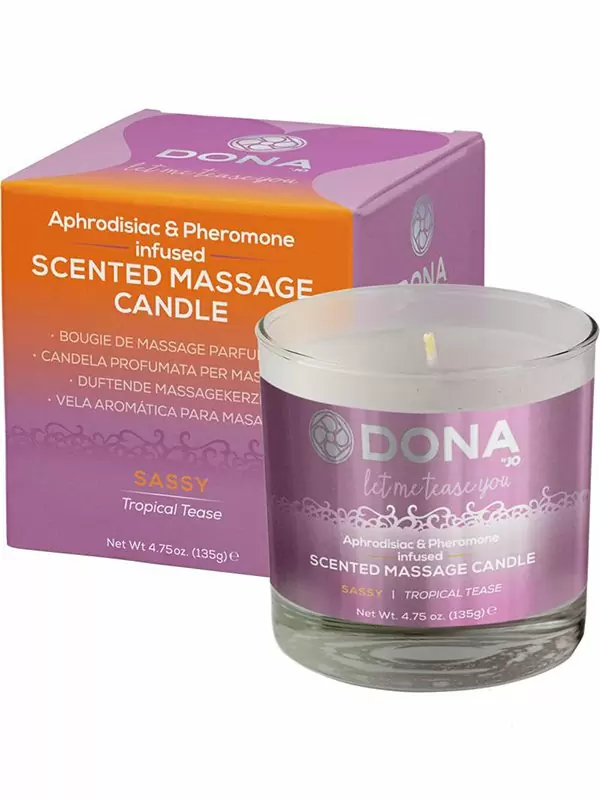 Массажная свеча Dona Let Me Tease You Sassy с феромонами – тропический, 135 г