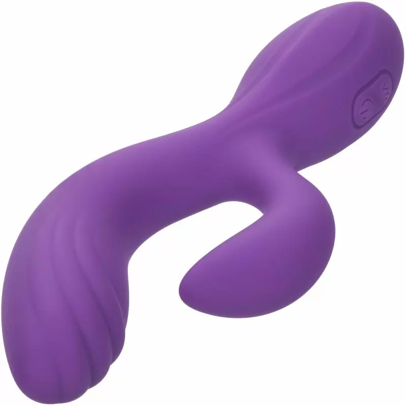 Рельефный вибратор-кролик STELLA LIQUID SLCNE DUAL CURVY, 19 см, силикон, фиолетовый