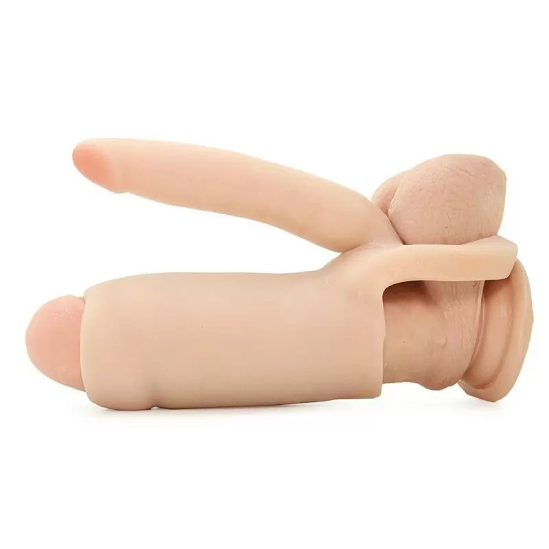 Насадка увеличитель Double Trouble Girth Gainer для двойного проникновения – телесная