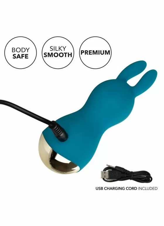 Мини-вибратор Slay #AmazeMe, с ушками на конце, 10.75 см, 10 скоростей, силикон, синий