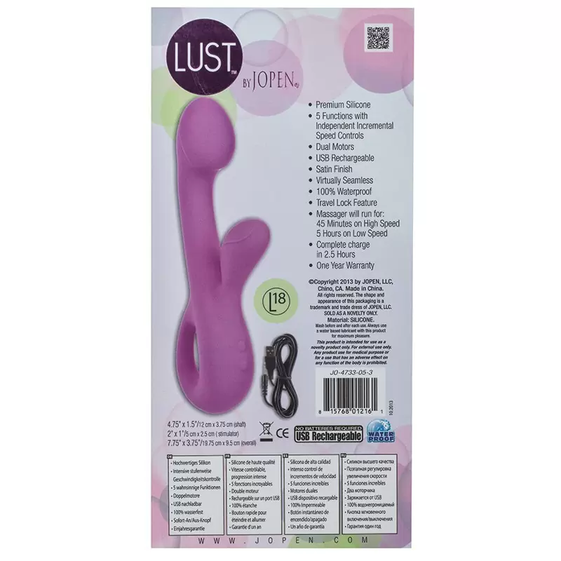 Вибромассажер Хай-Тек Lust by Jopen L18 – фиолетовый