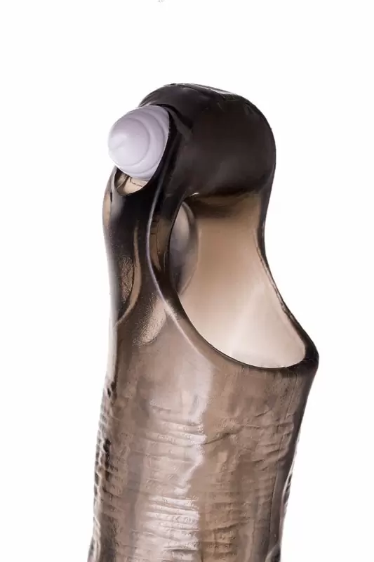 Вибронасадка TOYFA XLover с петлёй на мошонку — серая, 15,5 см