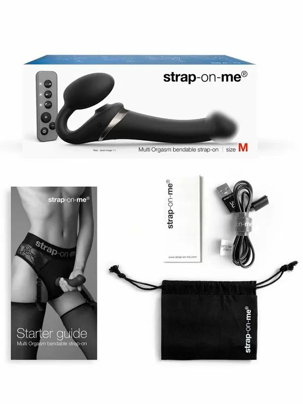 Анатомический страпон Strap-On-Me Multi Orgasm с 3 моторами, безремневой, размер XL, черный