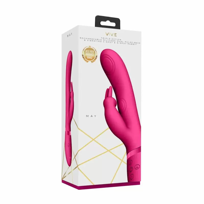 Изогнутый вибратор-кролик May - Pulse-Wave & C-spot & G-Spot Rabbit , 22 см, 10 скоростей, силикон, розовый