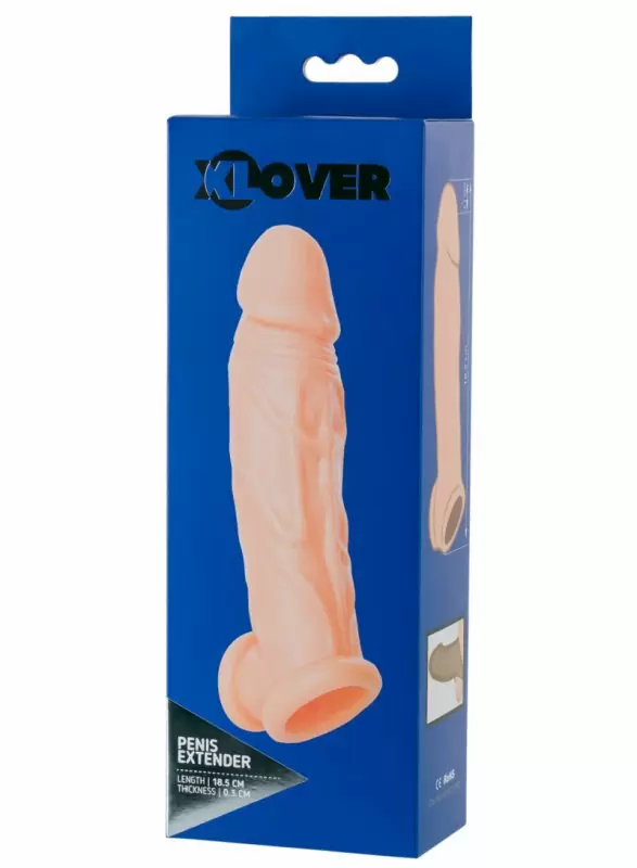 Реалистичная увеличивающая насадка на пенис TOYFA XLover с петлей на мошонку – телесный