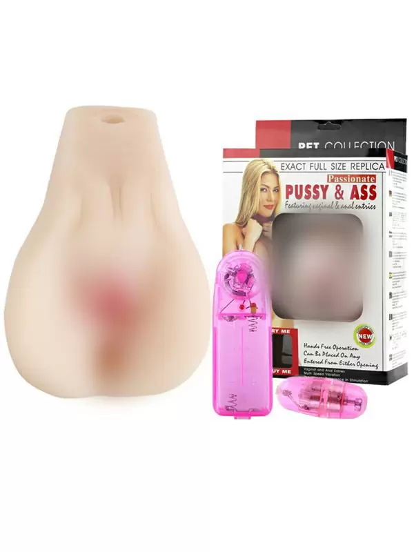 Полноразмерный мастурбатор вагина и анус Passionate Pussy & Ass с виброяйцом и проводным пультом – телесный