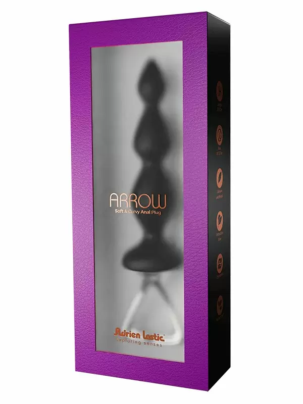 Анальная втулка Adrien lastic Arrow II, 20,1 см, силикон, черный
