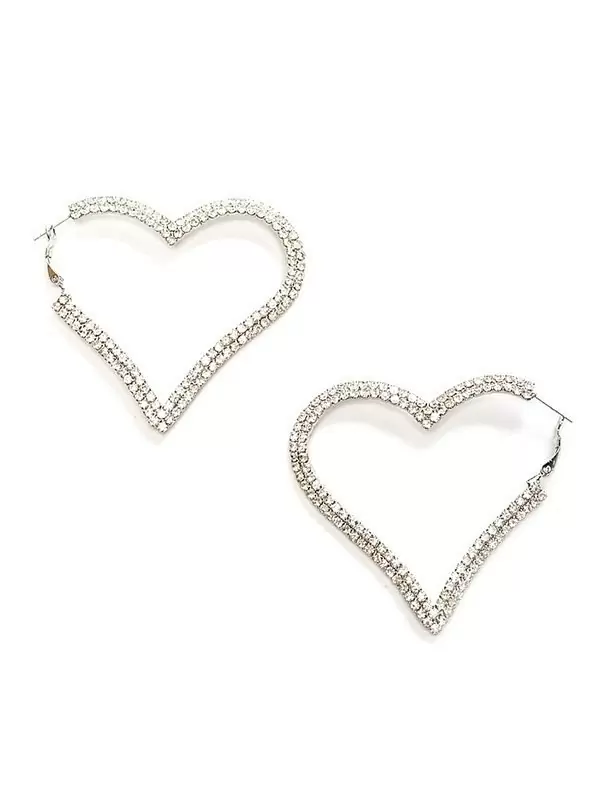 Серьги-сердечки Ann Devine - Heart Attack с кристаллами – серебристый