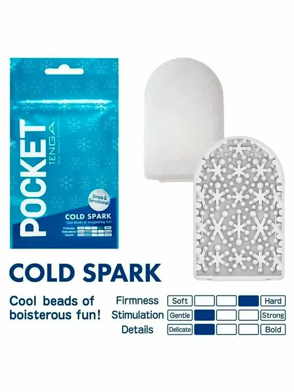 Нереалистичный мастурбатор Tenga Pocket Cold Spark, 7,5 см, ТПЕ, голубой