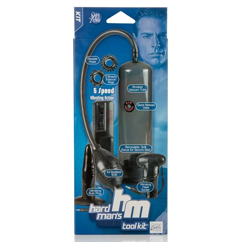 Мужской набор с вакуумной помпой Hard Man's Tool Kit – черный