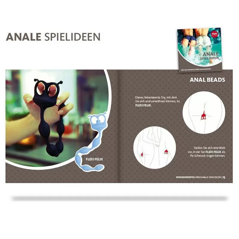 Анальная цепочка Fun Factory Flexi Felix, 32 см, 5 бусин, черный