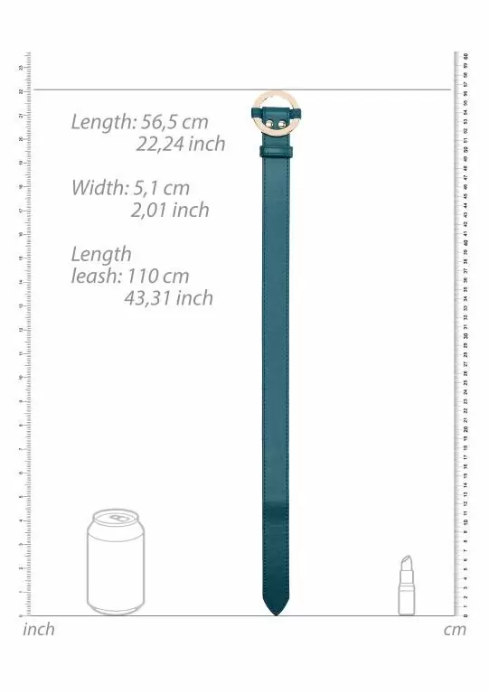 Гладкий ошейник Ouch Ouch! - Collar With Leash, с поводком, 110 см, зеленый