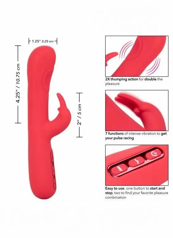 Рельефный вибратор-кролик Throb Pulse, с функцией 