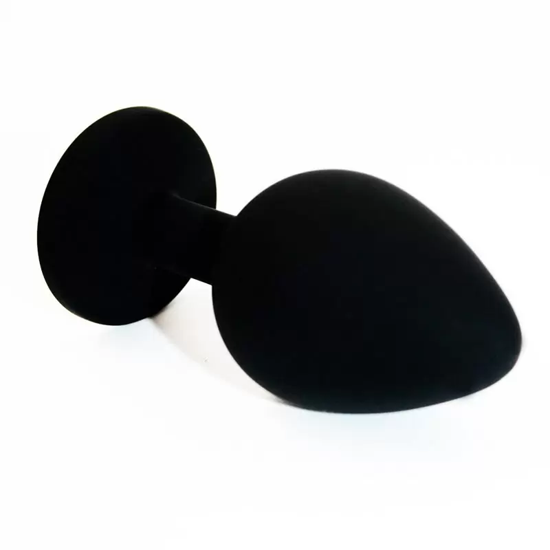 Средняя силиконовая анальная пробка Kanikule Medium с кристаллом – черный с красным