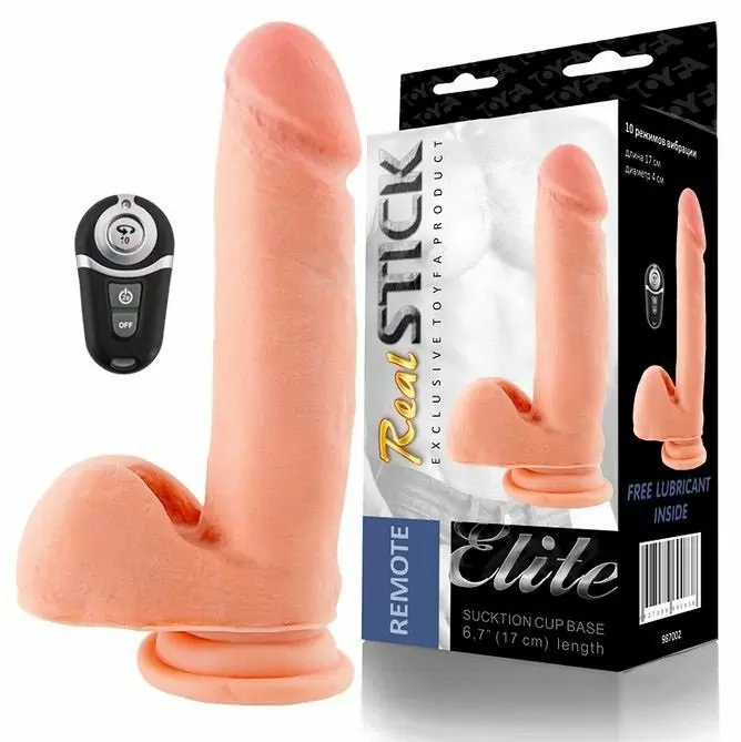 Реалистичный фаллоимитатор с вибрацией TOYFA RealStick Elite Remote 17 см - телесный
