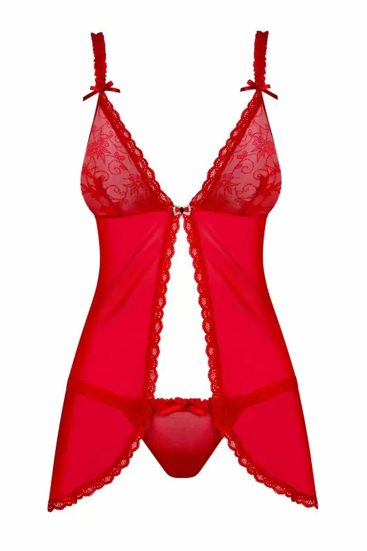 Полупрозрачный красный беби долл и трусики Romansia (Obsessive) – S/M
