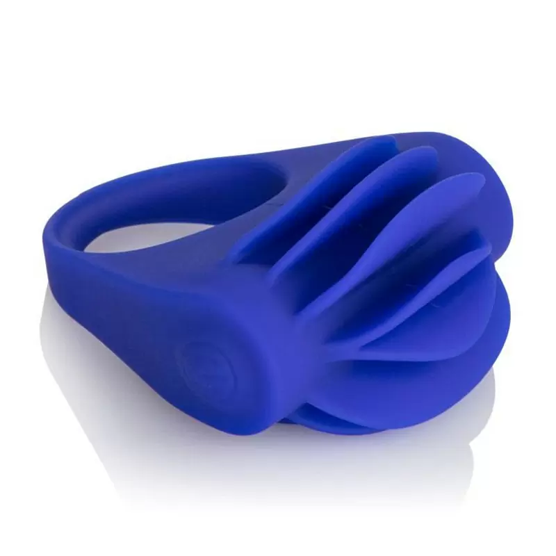 Водонепроницаемое эрекционное виброкольцо со стимулирующими лепестками Silicone Fluttering Enhancer – синий