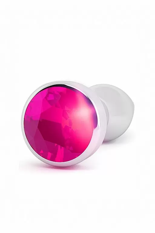 Серебряная анальная пробка с сапфировым кристаллом Silver Plug - Pink Sapphire