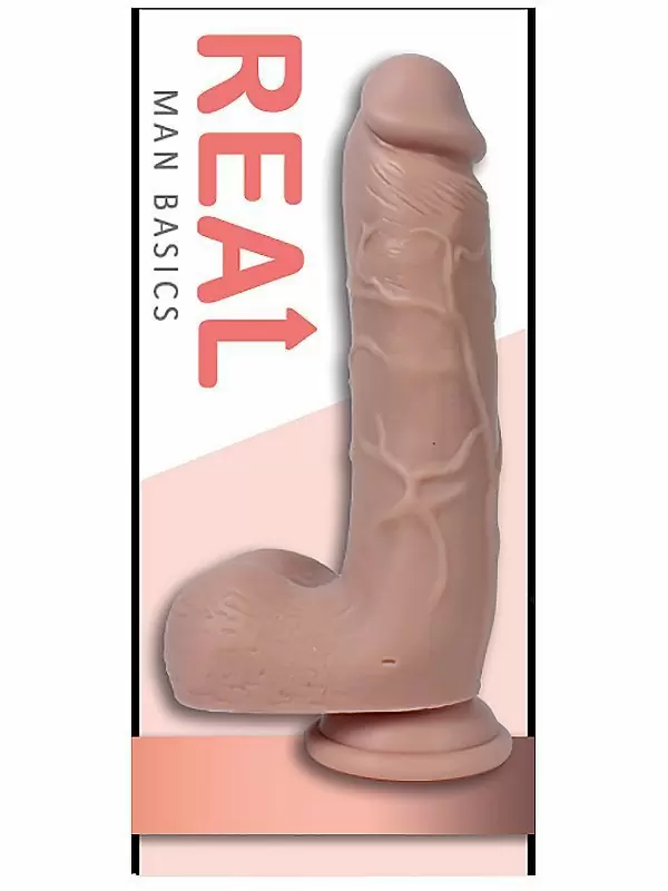 Реалистичный фаллоимитатор с мошонкой Real Man на присоске 21 х 4,5 см – телесный
